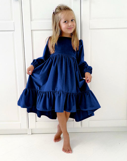 Damen festliches Kleid mit eleganten Rüschendetails und voluminösem Rock R&B