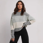 Damen gemütlicher Strickpullover mit modernem Muster und lässigem Schnitt R&B