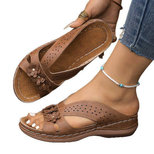 Damen Komfortable Sandalen mit dekorativem Blütendesign und atmungsaktivem Obermaterial R&B