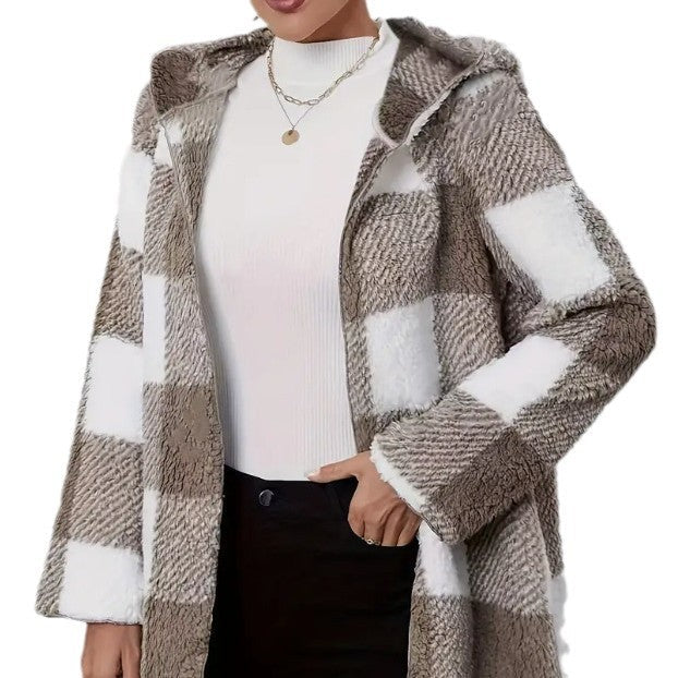 Damen Teddyjacke im modernen Karomuster R&B