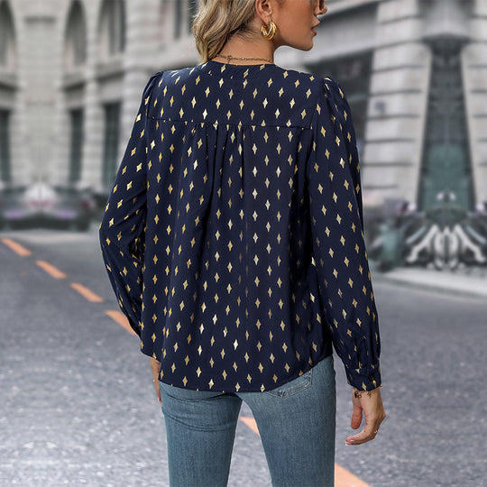Damen Bluse mit auffälligem Diamantmuster R&B