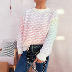 Damen Modischer Strickpullover mit Karo-Muster R&B