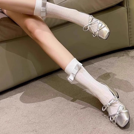 Damen elegante Ballerinas mit Schleifenverzierung R&B