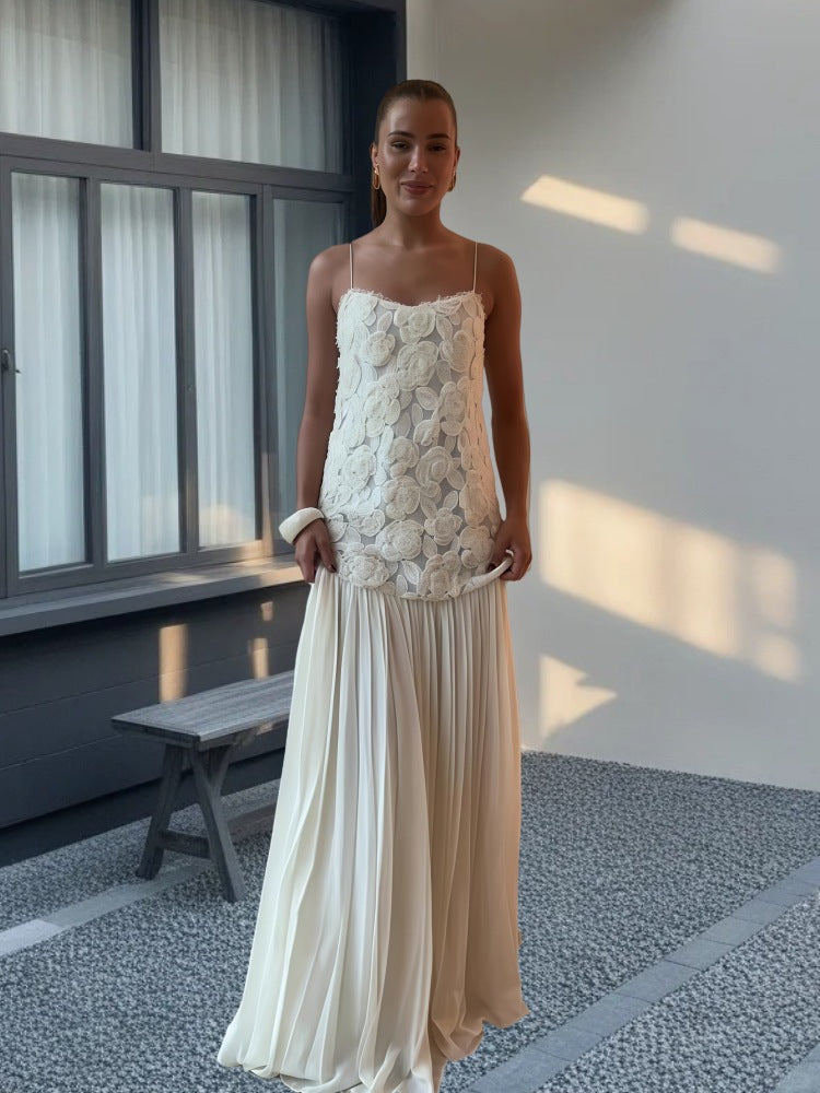 Damen Elegantes Abendkleid mit floralem Spitzenoberteil und schwingendem Rock R&B