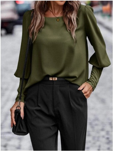 Damen elegante Bluse mit puffärmeligen Details und strukturiertem Stoff R&B