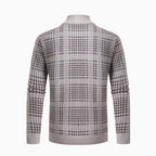 Herren modische Strickjacke mit modernem Karomuster und hohem Kragen R&B