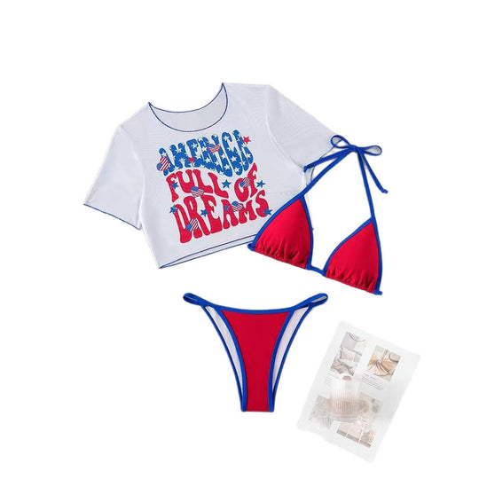 Damen Crop Top und Hochschnitt Bikinihöschen R&B