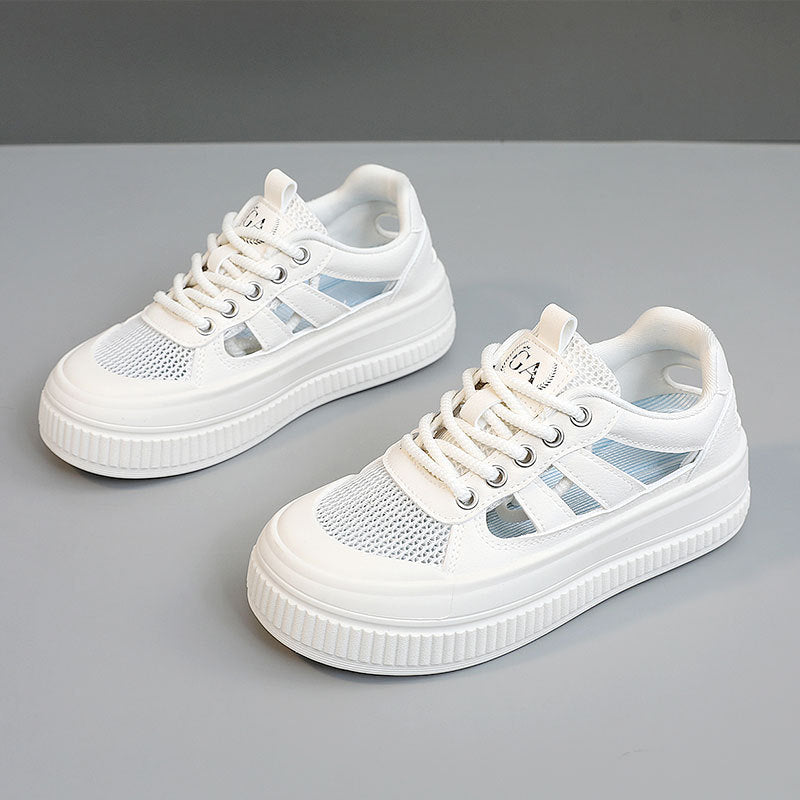 Damen Sportliche Plateau Sneakers mit atmungsaktiver Mesh-Konstruktion und rutschfester Laufsohle R&B