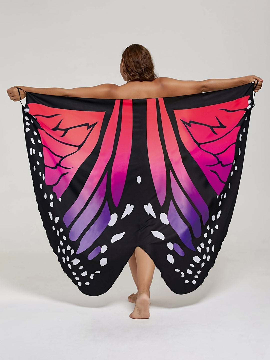 Damen Maxikleid mit verspieltem Wickeldesign und buntem Schmetterlingsmuster R&B