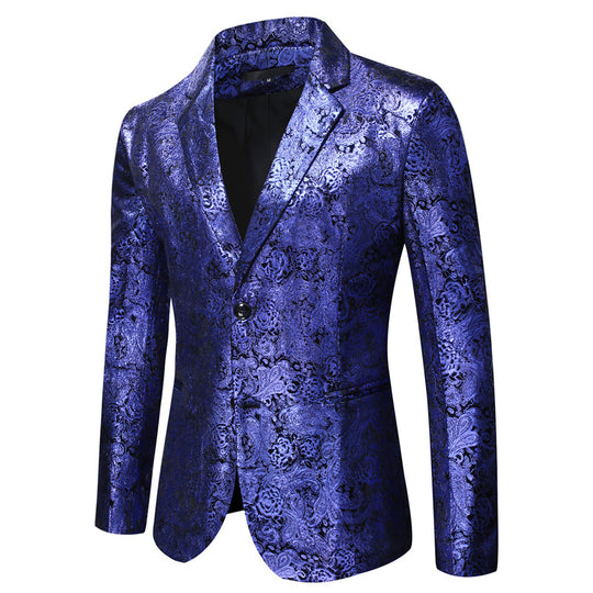 Herren eleganter Pailletten-Blazer mit modernem Leopardenmuster R&B