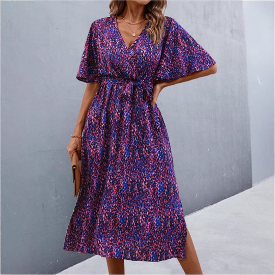 Damen Wickelkleid mit vorteilhaftem V-Ausschnitt und Taillengürtel R&B