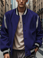 Herren Sportliche Collegejacke mit kontrastrierenden Ärmeln und Knopfdetails R&B