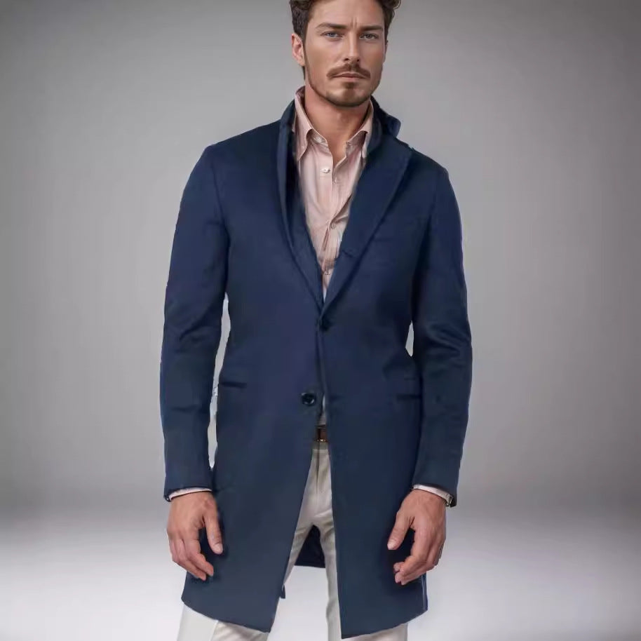 Herren eleganter Langmantel aus weichem Stoff R&B