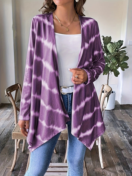 R&B | Cardigan Offene Vorderseite Lange Ärmel Batikmuster Lässige Chic-Schicht