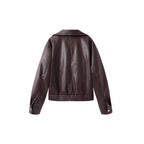 Damen modische Kunstlederjacke mit raffinierter Passform R&B