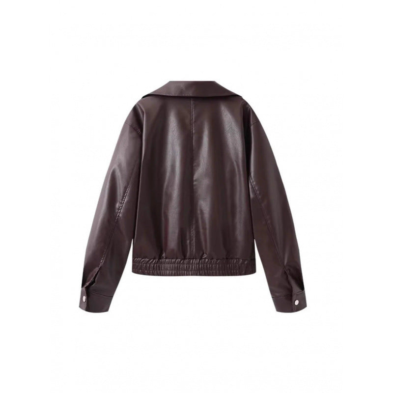 Damen modische Kunstlederjacke mit raffinierter Passform R&B
