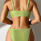 Damen modischer Ripp-Bikini mit innovativem Schlüsselloch-Ausschnitt R&B