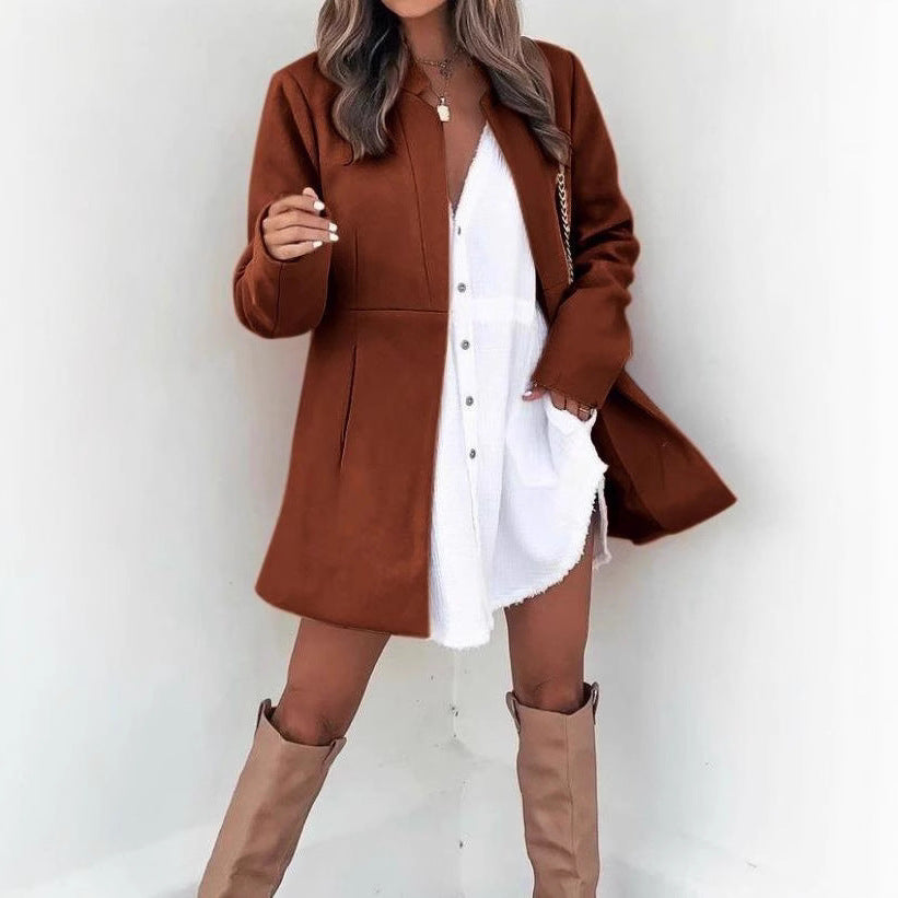 Damen Modische Übergangsjacke mit schlichten Linien und praktischen Taschen R&B