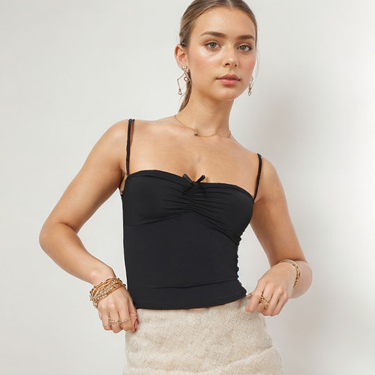Damen Figurbetontes Spaghetti-Trägershirt mit süßer Raffung R&B