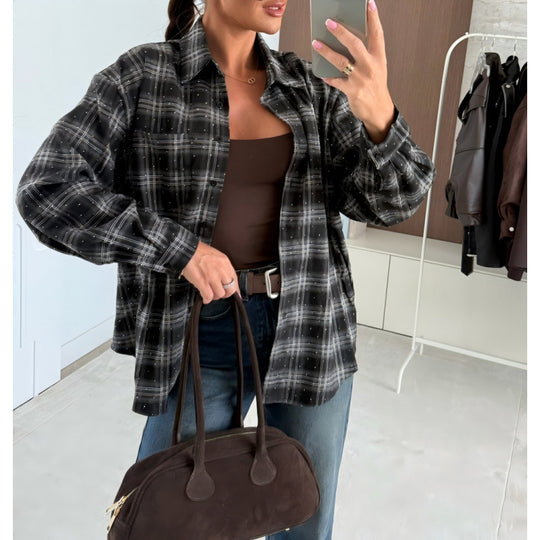 Damen Karierte Oversized-Hemd R&B