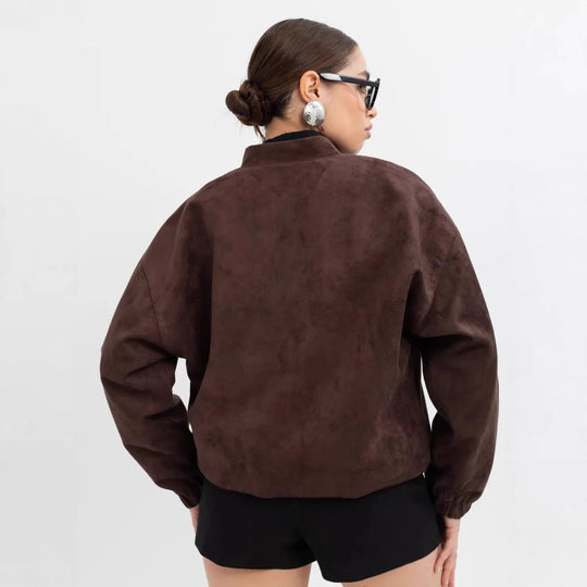 Damen Modische Kunstlederjacke im lässigen Schnitt mit Reißverschluss R&B