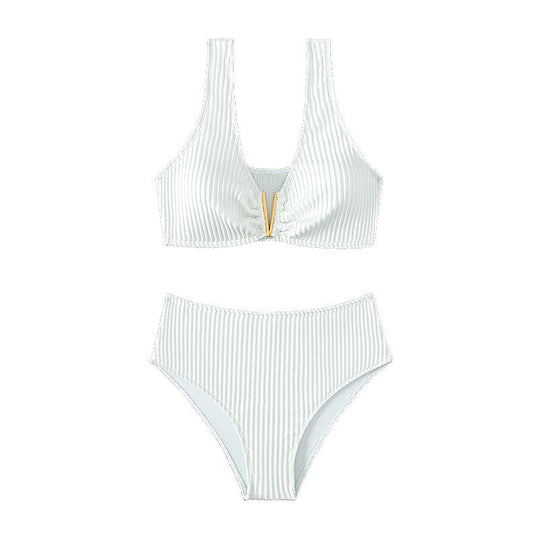 Damen Hochtailliertes Bikini-Set mit strukturiertem Oberteil R&B