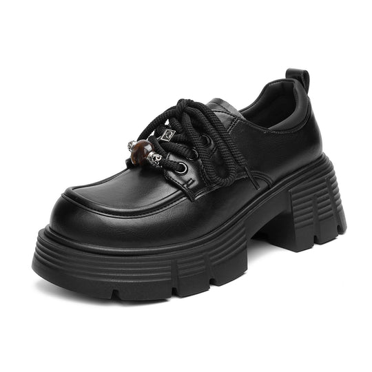 Damen Plateau-Schnürschuhe mit modischem Kettendetail und robustem Blockabsatz R&B