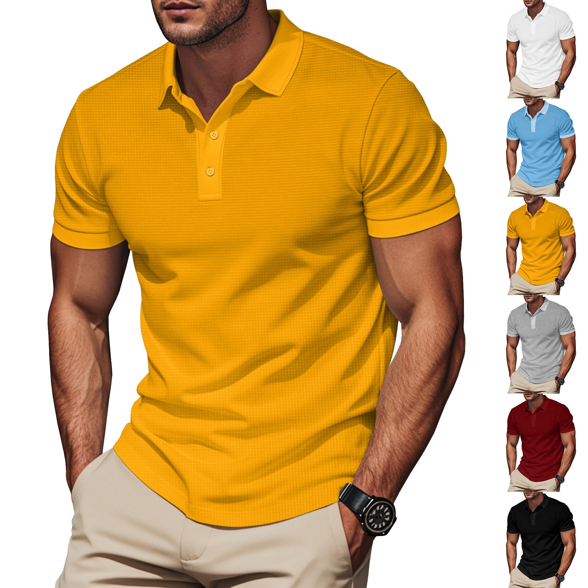 Herren Poloshirt mit strukturiertem Design und Komfortbund