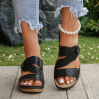 Damen Bequeme Sommer-Pantoletten mit eleganter Perforation R&B
