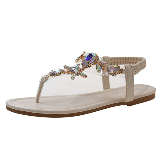 Damen elegante Zehentrenner-Sandalen mit funkelndem Strass R&B