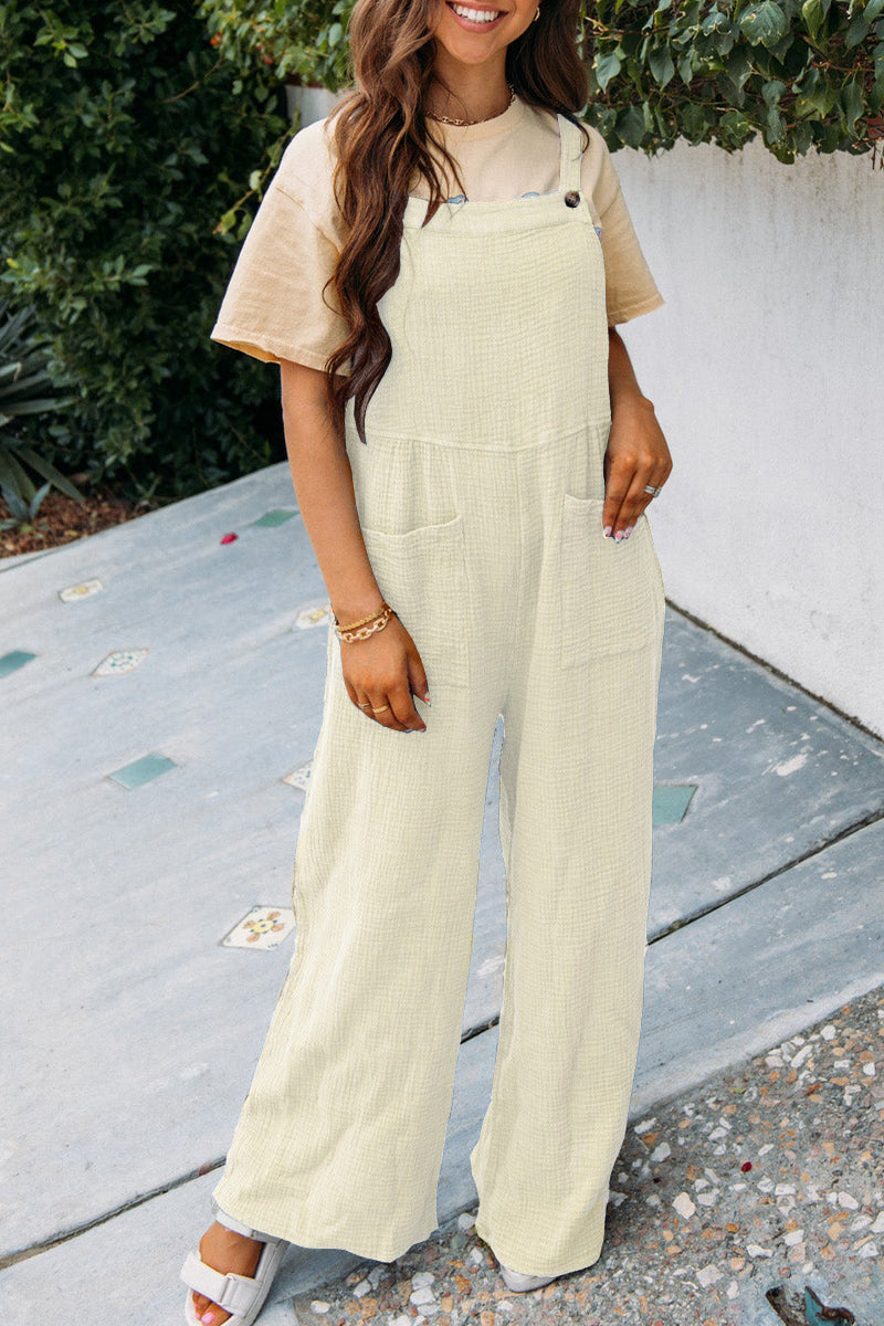 Damen lässiger Jumpsuit mit weitem Schnitt und praktischen Taschen R&B