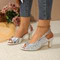 Damen Glamouröse Slingback-Sandaletten mit glitzerndem Obermaterial und elegantem Absatz R&B