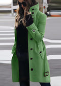 Damen eleganter Trenchcoat mit hohem Kragen und praktischen Taschen
