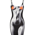 Damen Minikleid im modernen Wasserfall-Design mit verstellbaren Spagetti-Trägern R&B