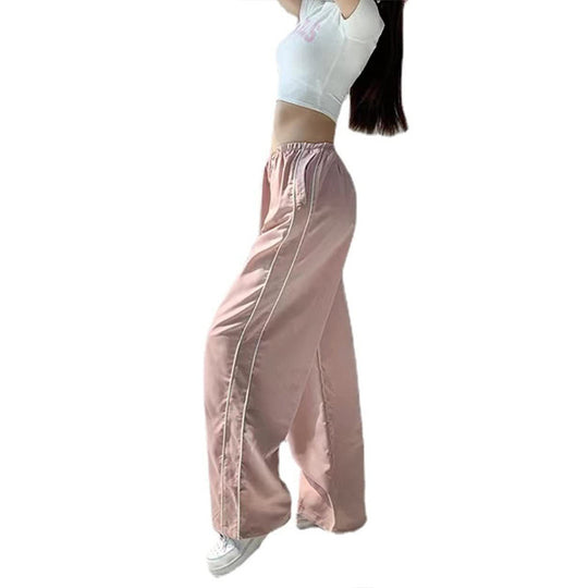 Damen Weite Satin-Hosen mit elastischem Bund R&B