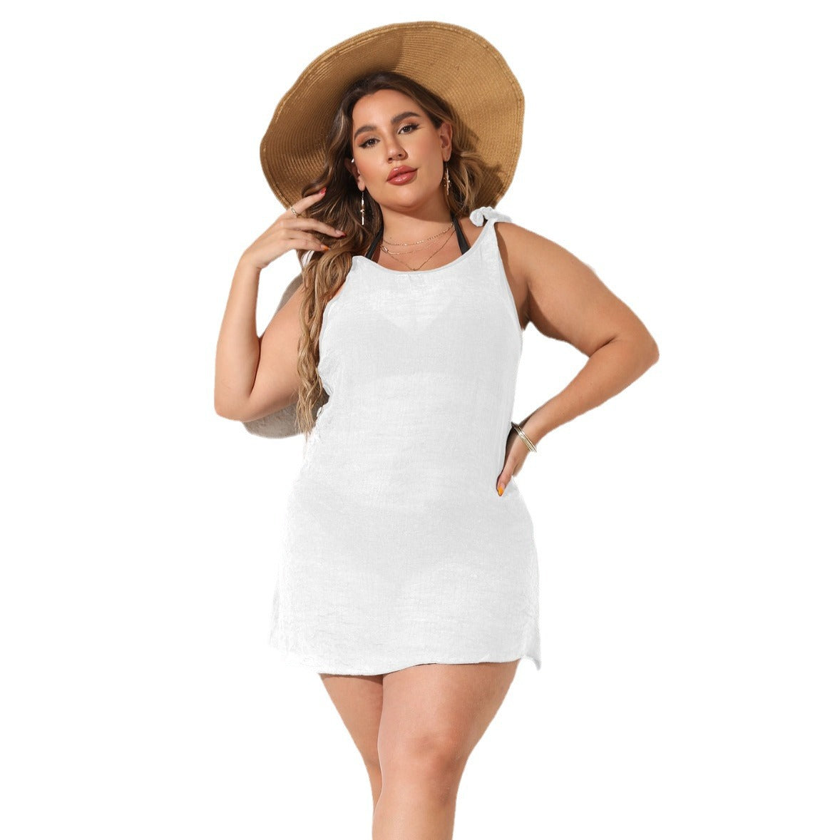 Damen luftiger Strandkleid mit besonderen Trägerdetails R&B
