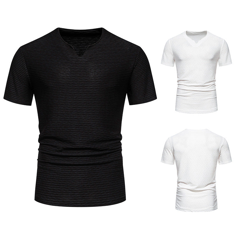 Herren V-Ausschnitt T-Shirt mit strukturiertem Design