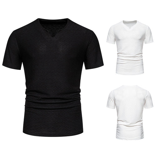 Herren V-Ausschnitt T-Shirt mit strukturiertem Design R&B