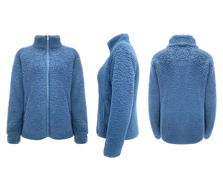 Damen Fleecejacke mit hohem Kragen und seitlichen Reißverschlusstaschen R&B