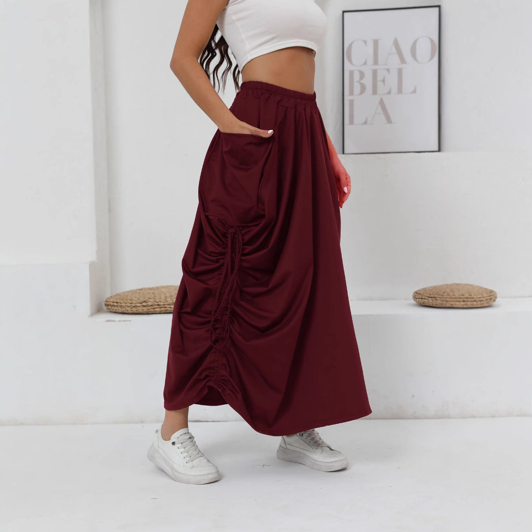 Damen Maxirock mit seitlichen Raffungen und praktischen Taschen R&B