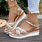 Damen Wedge-Sandalen mit funkelndem Riemendesign R&B