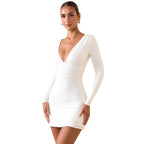 Damen elegantes Wickelkleid mit tiefem V-Ausschnitt und formschmeichelndem Design EB