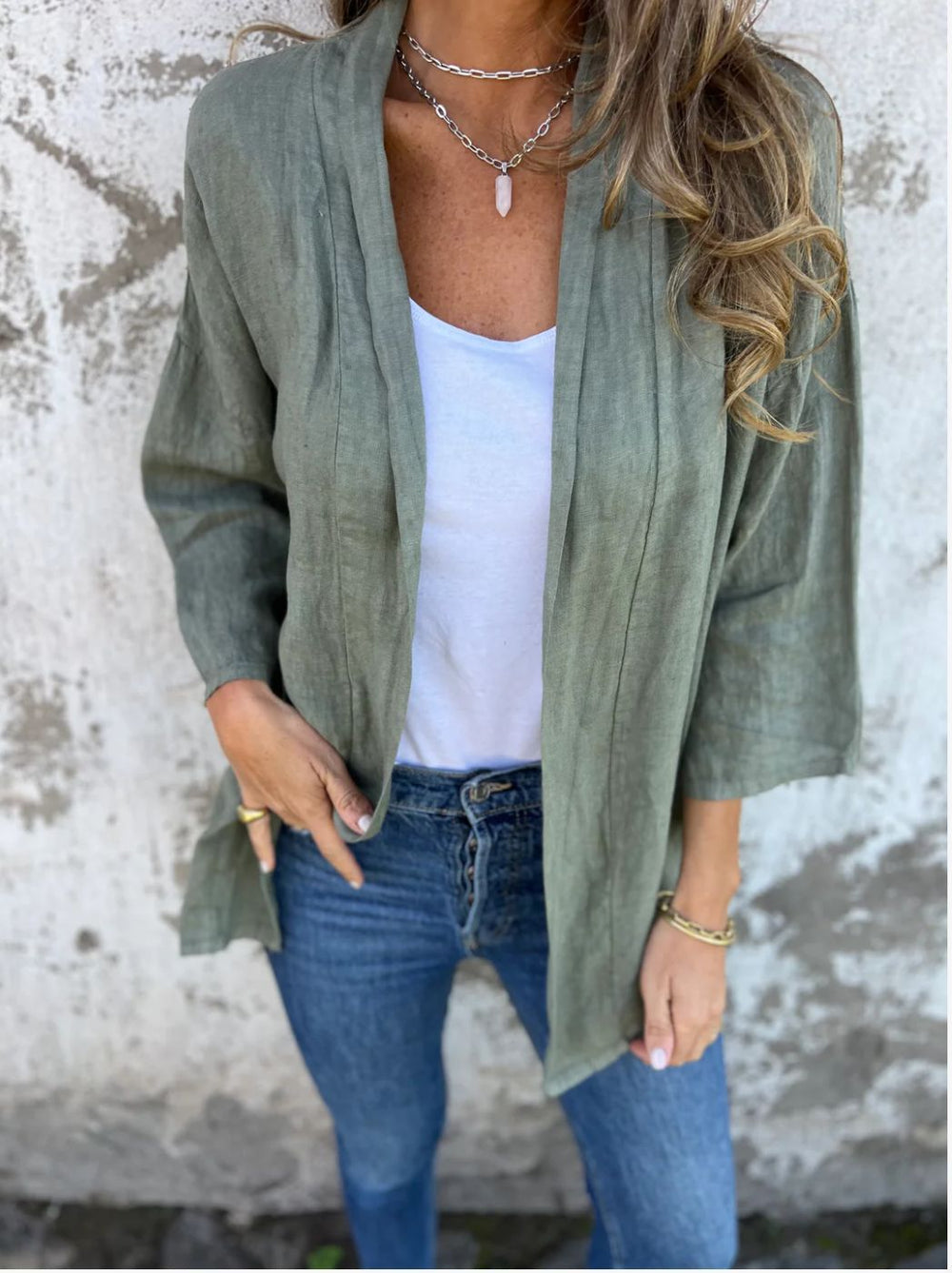 Damen lässige Sommerjacke aus leichtem Leinen R&B