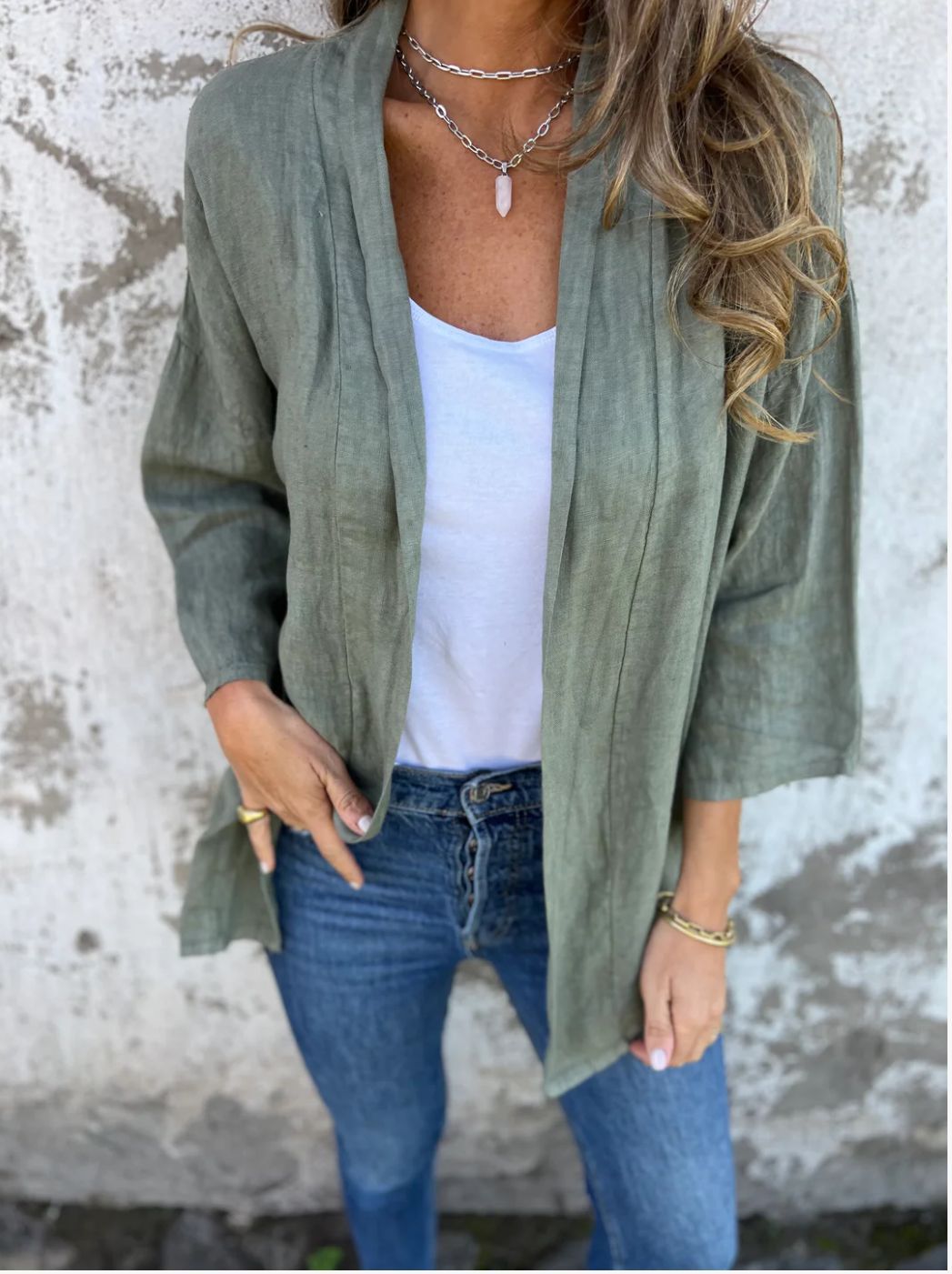 Damen lässige Sommerjacke aus leichtem Leinen R&B