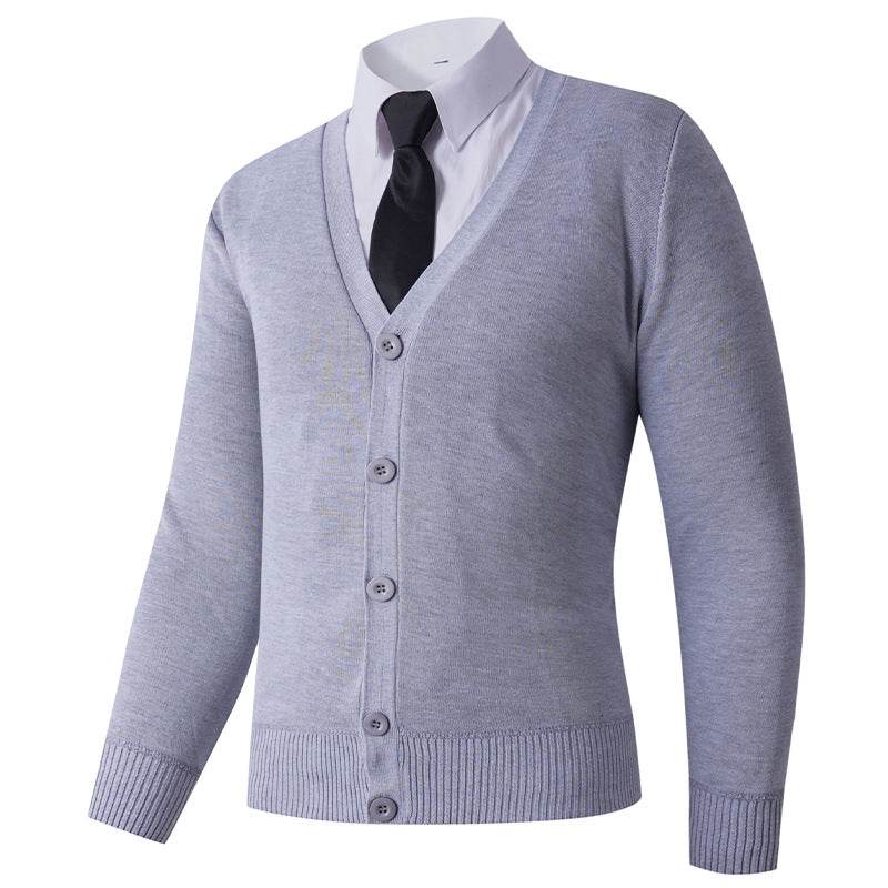 Herren Strickjacke mit V-Ausschnitt und Knopfverschluss R&B