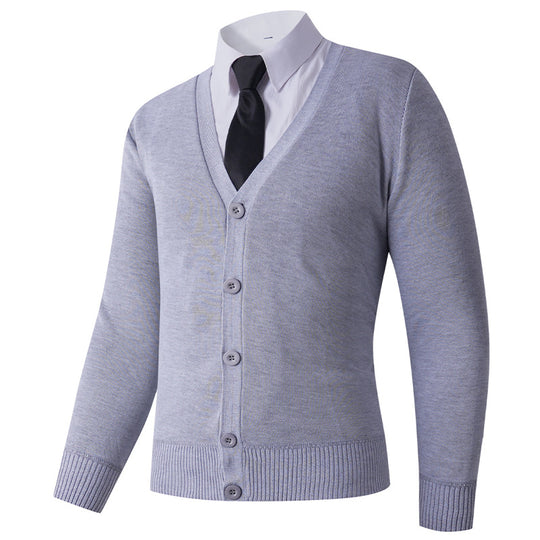 Herren Strickjacke mit V-Ausschnitt und Knopfverschluss R&B