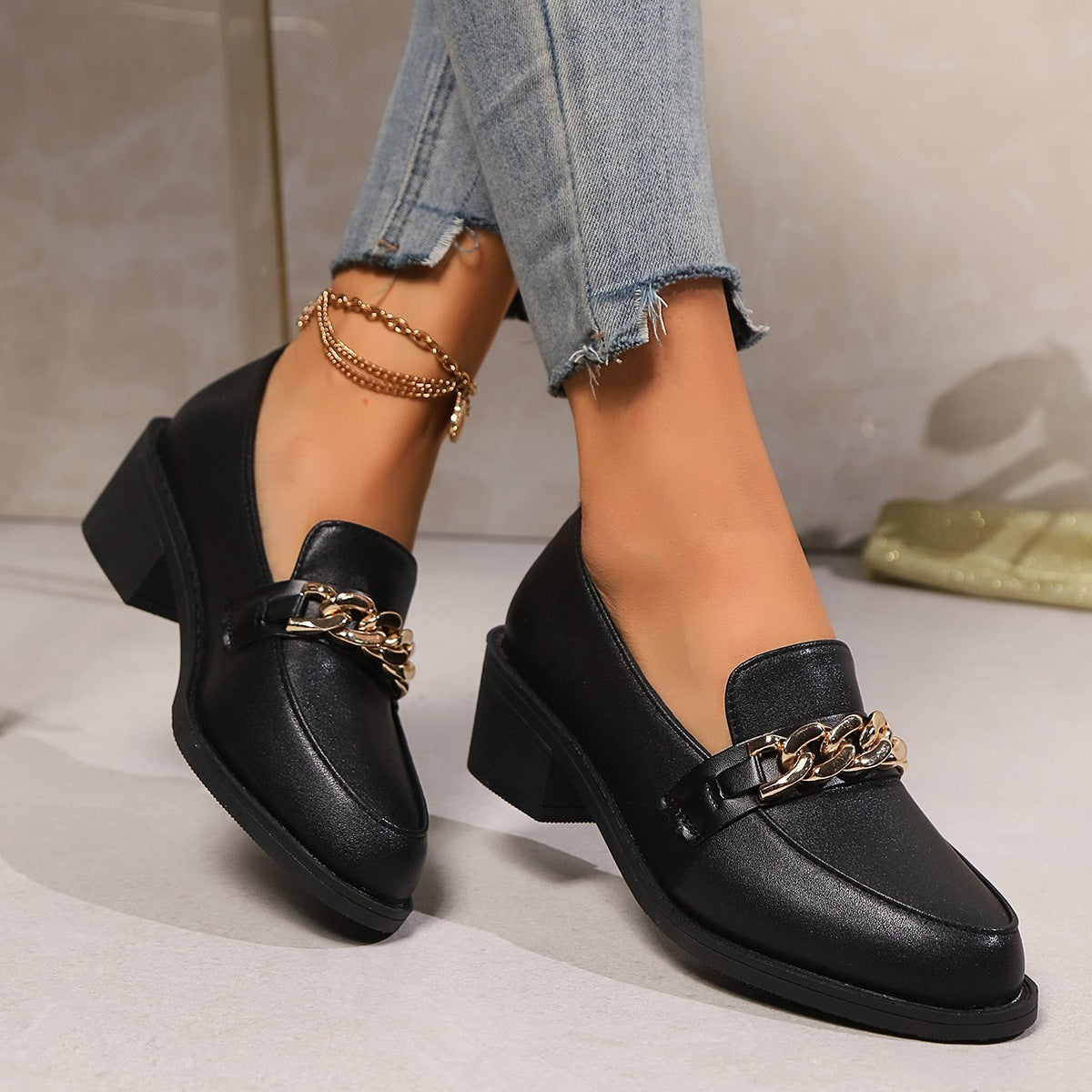 Damen Elegante Mokassins mit modischem Kettenbesatz R&B