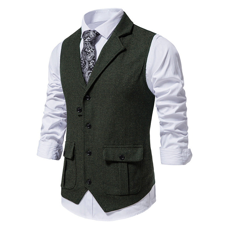 Herren Anzugweste aus hochwertigem Herringbone-Stoff R&B