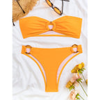 Damen Bandeau-Bikini mit elegantem Ringdetail und hohem Beinausschnitt R&B