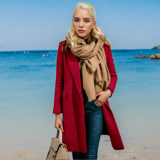 Damen Eleganter Trenchcoat mit Doppelknopfleiste und hochwertigem Material R&B